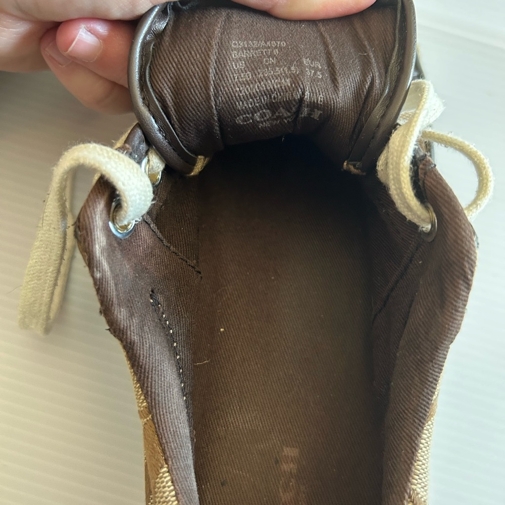 Coach women leather and canvas sneakers size 7.5 Brown - Picture 7 of 7